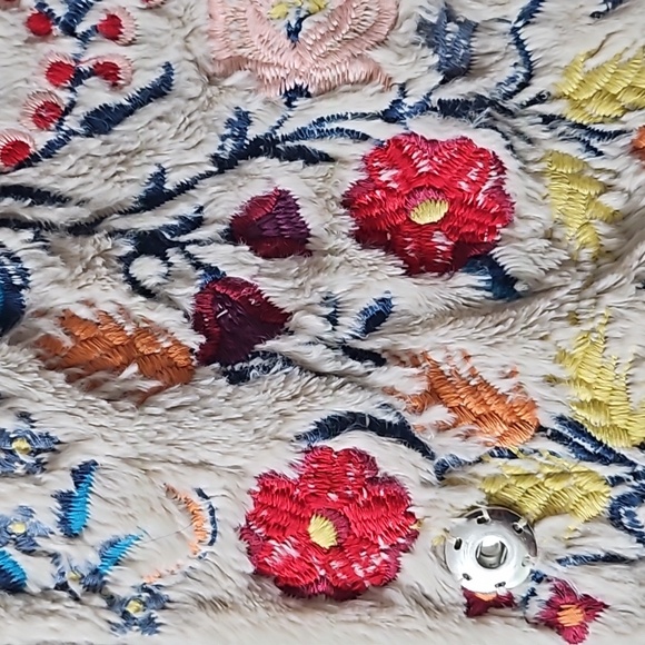 COPY - Johnny Was Gena Floral Embroidered Faux-Fur Coat Womens Medium - Picture 14 of 15